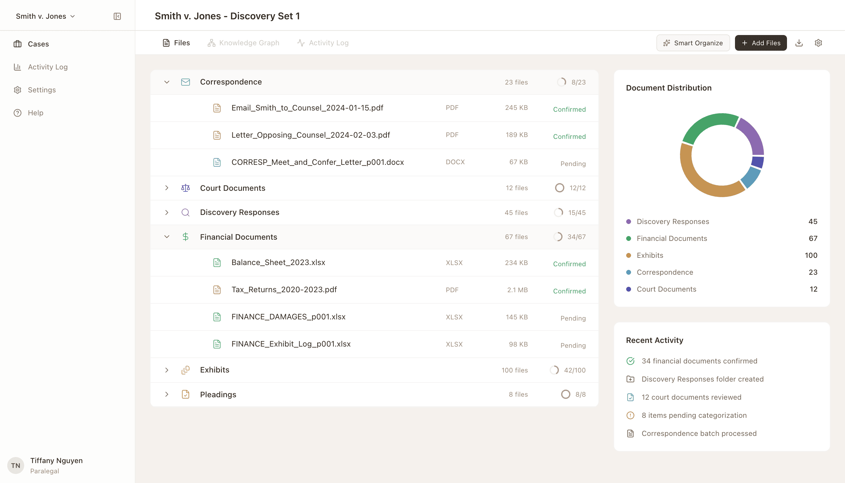 Lunar dashboard showing organized discovery files